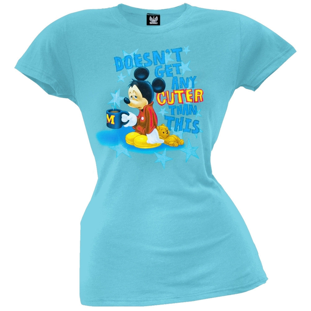 Mickey Mouse - Morning Coffee Juniors T-Shirt Juniors T-Shirts Mickey Mouse LG Light Blue