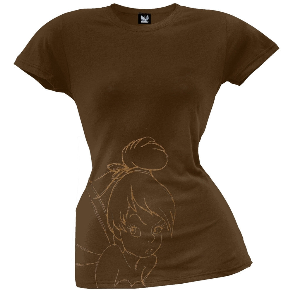 Tinkerbell - Face Juniors T-Shirt Juniors T-Shirts Tinkerbell LG Brown