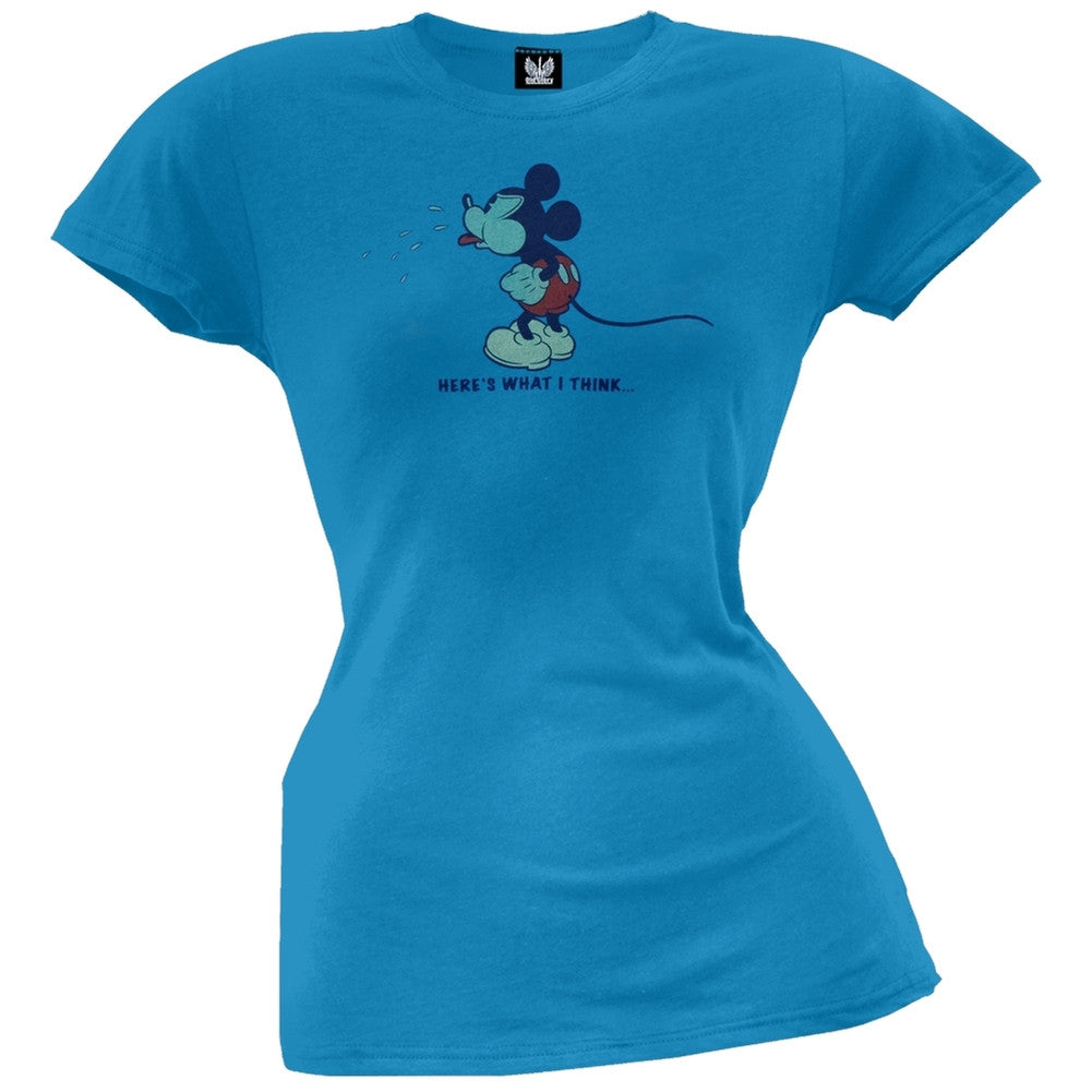 Mickey Mouse - What I Think Blue Juniors Plus Size T-Shirt Juniors T-Shirts Mickey Mouse LG Blue