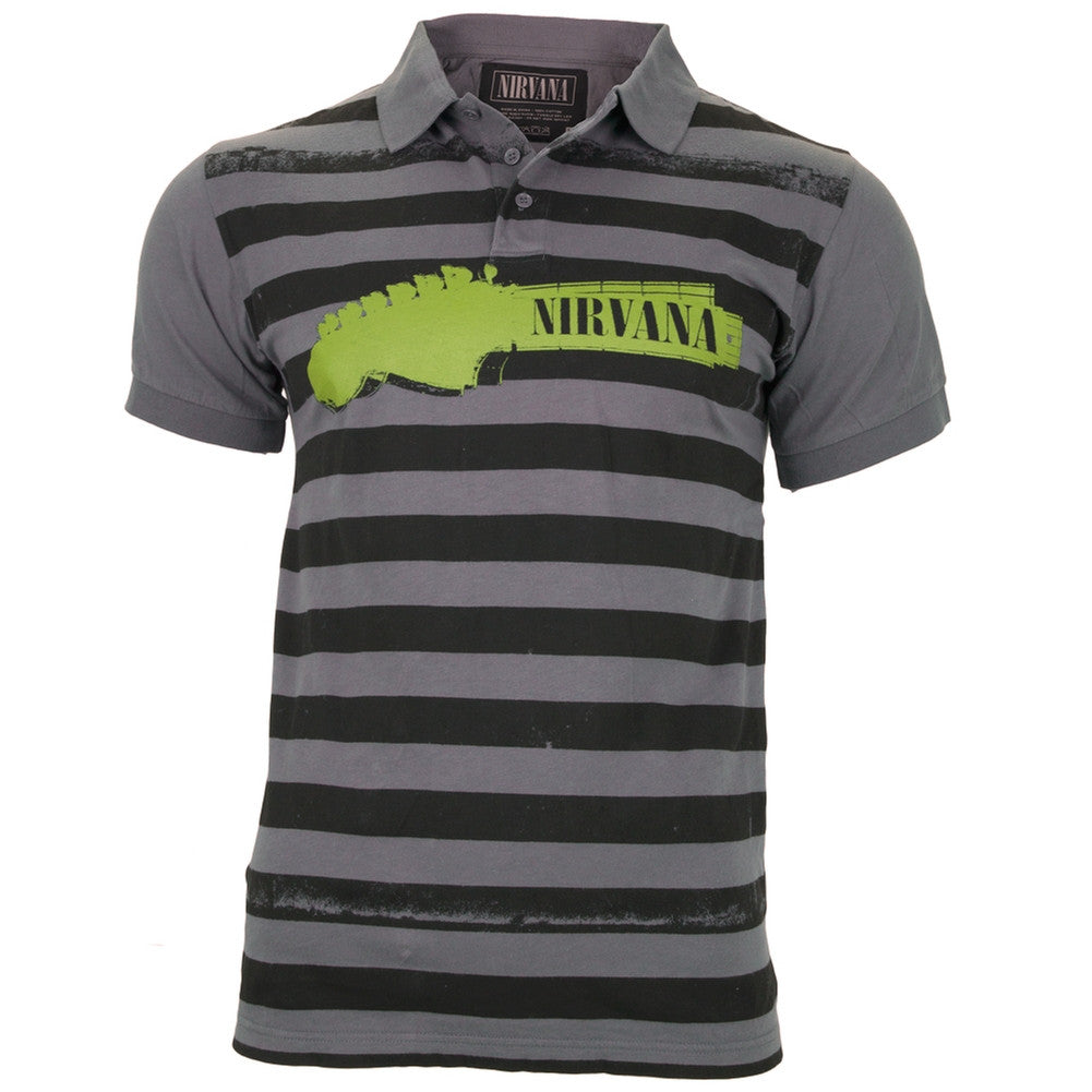 Nirvana - Guitar Polo Men's Polo Shirts Nirvana SM Grey 