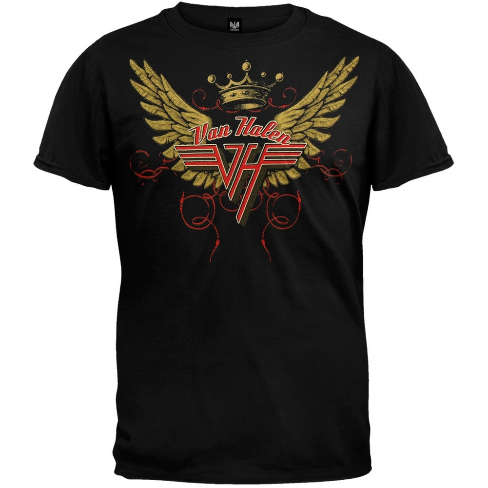 Van Halen Crowned Wings Mens T Shirt Men's T-Shirts Van Halen MD Black 