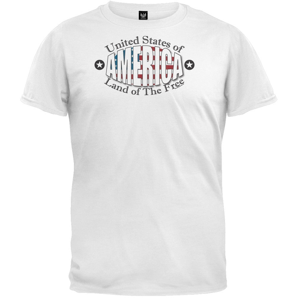 Land of the Free T-Shirt Men's T-Shirts Old Glory 2XL White 
