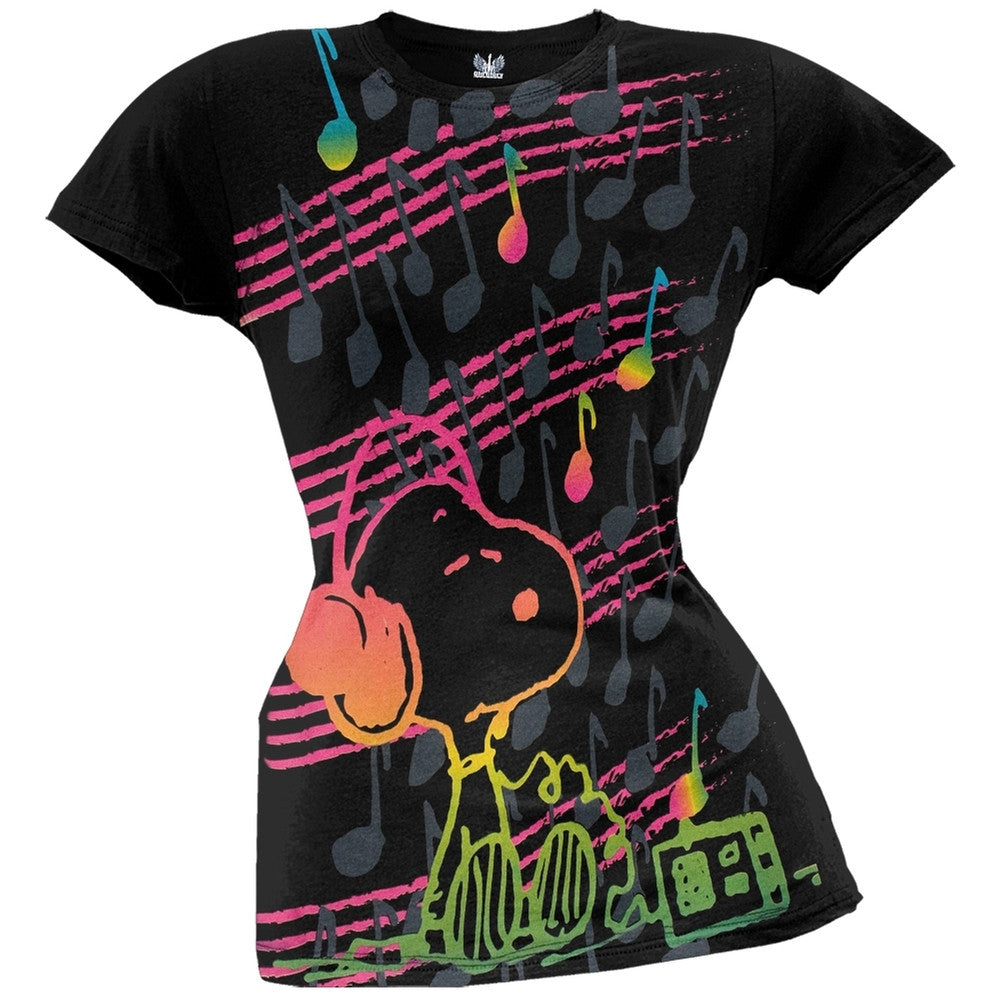 Peanuts - Neon Notes Juniors T-Shirt Juniors T-Shirts Peanuts   