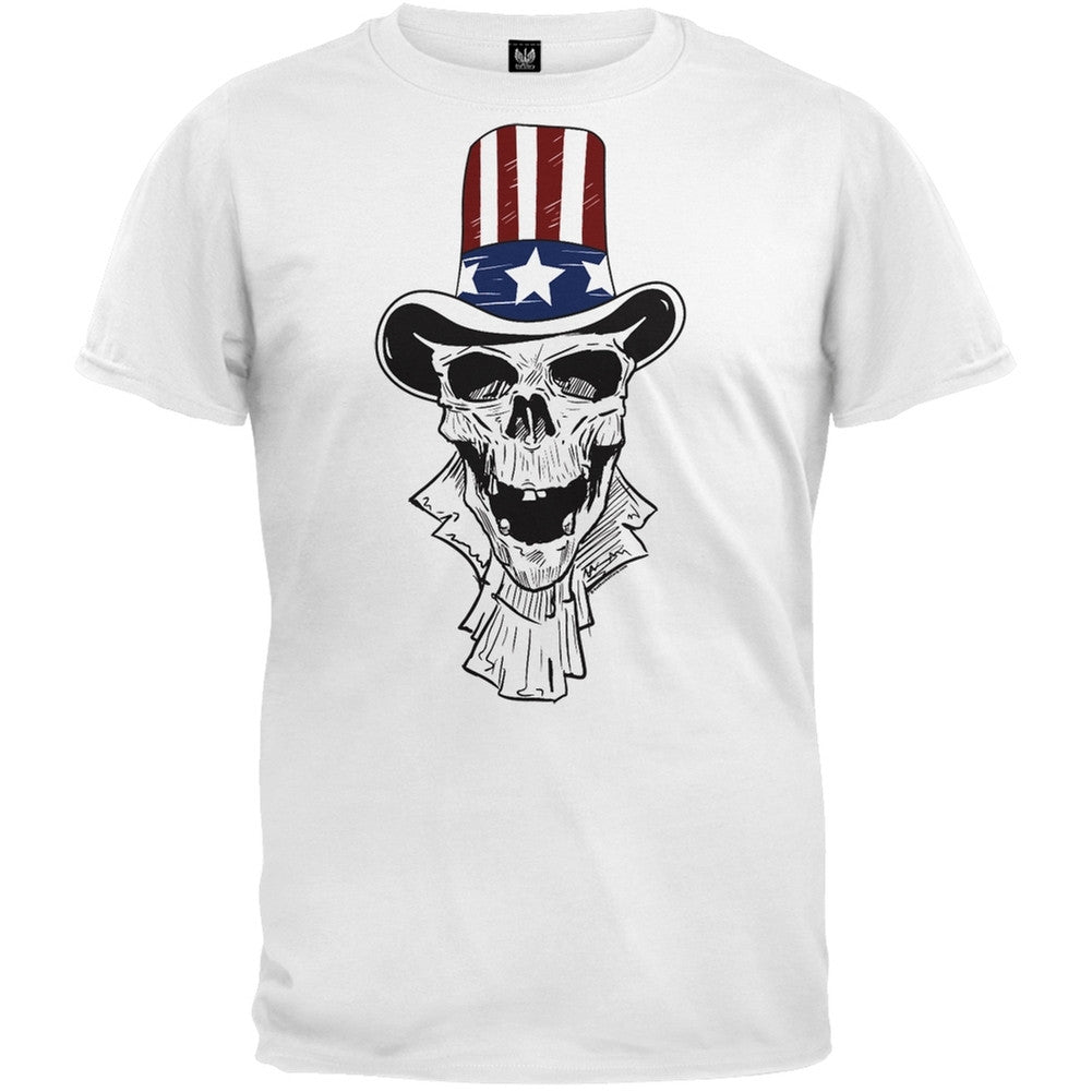 Uncle Sam Skull T-Shirt Men's T-Shirts Old Glory 2XL White 