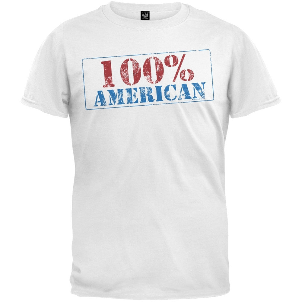 4th of July 100% American T-Shirt Men's T-Shirts Old Glory 2XL White 