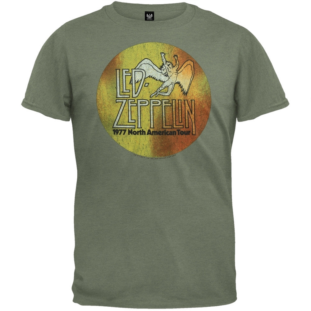 Led Zeppelin - US 77 Logo Soft T-Shirt Men's T-Shirts Led Zeppelin SM Dark Green 