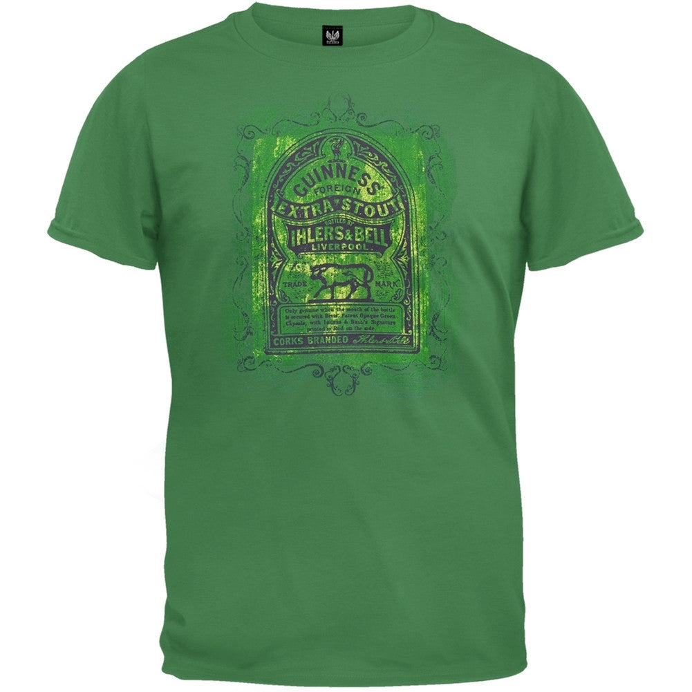 Guinness - Distressed Big Bull Label Adult T-Shirt Men's T-Shirts Guinness MD Green 