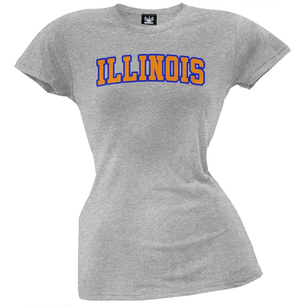 Illinois Juniors T-Shirt Juniors T-Shirts Old Glory LG Grey 