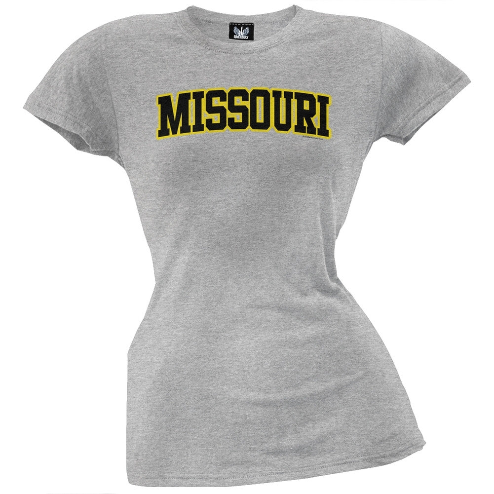 Missouri Juniors T-Shirt Juniors T-Shirts Old Glory LG Grey 