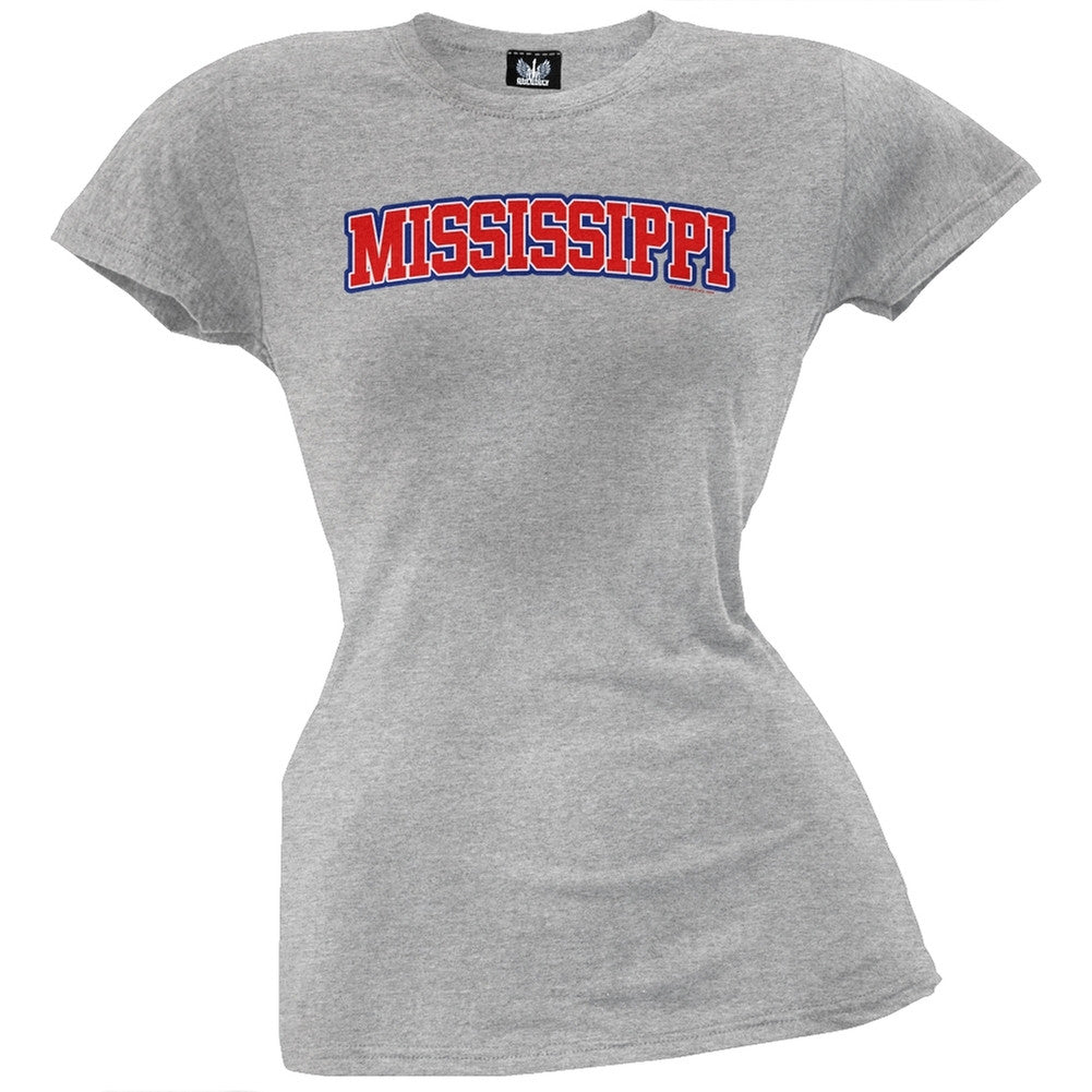 Mississippi Juniors T-Shirt Juniors T-Shirts Old Glory LG Grey 