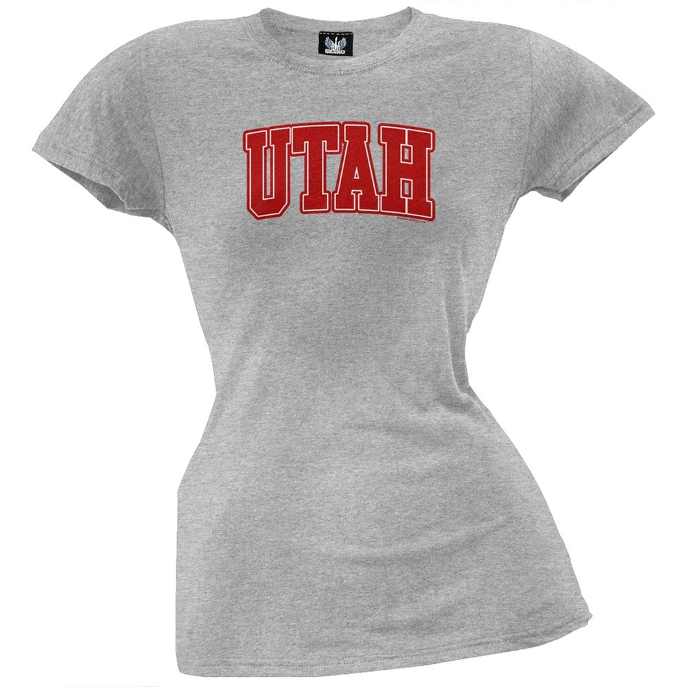 Utah Juniors T-Shirt Juniors T-Shirts Old Glory LG Grey 