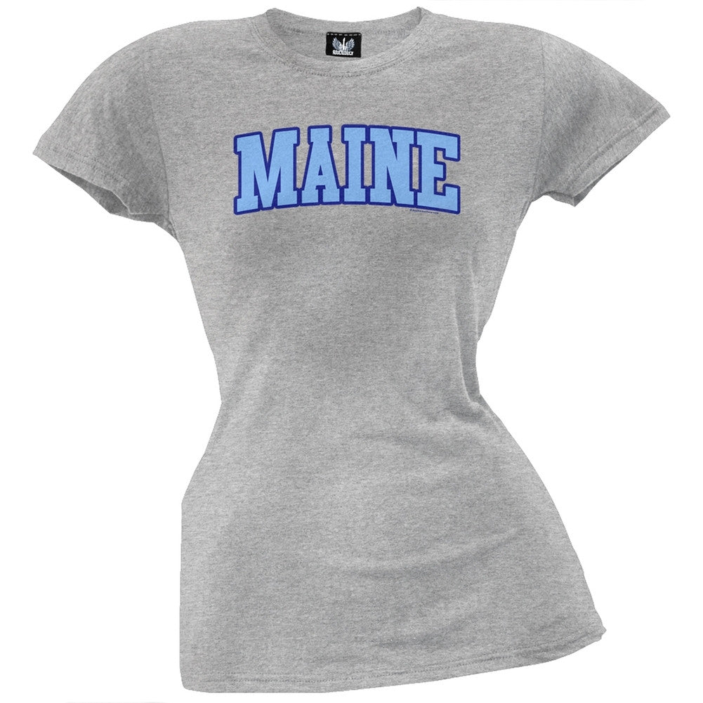 Maine Juniors T-Shirt Juniors T-Shirts Old Glory LG Grey 