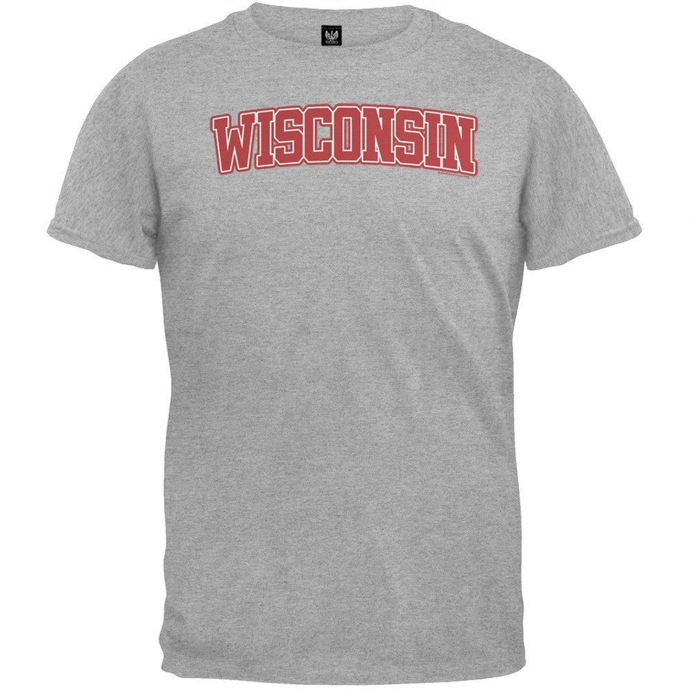 Wisconsin T-Shirt Men's T-Shirts Old Glory 2XL Grey 