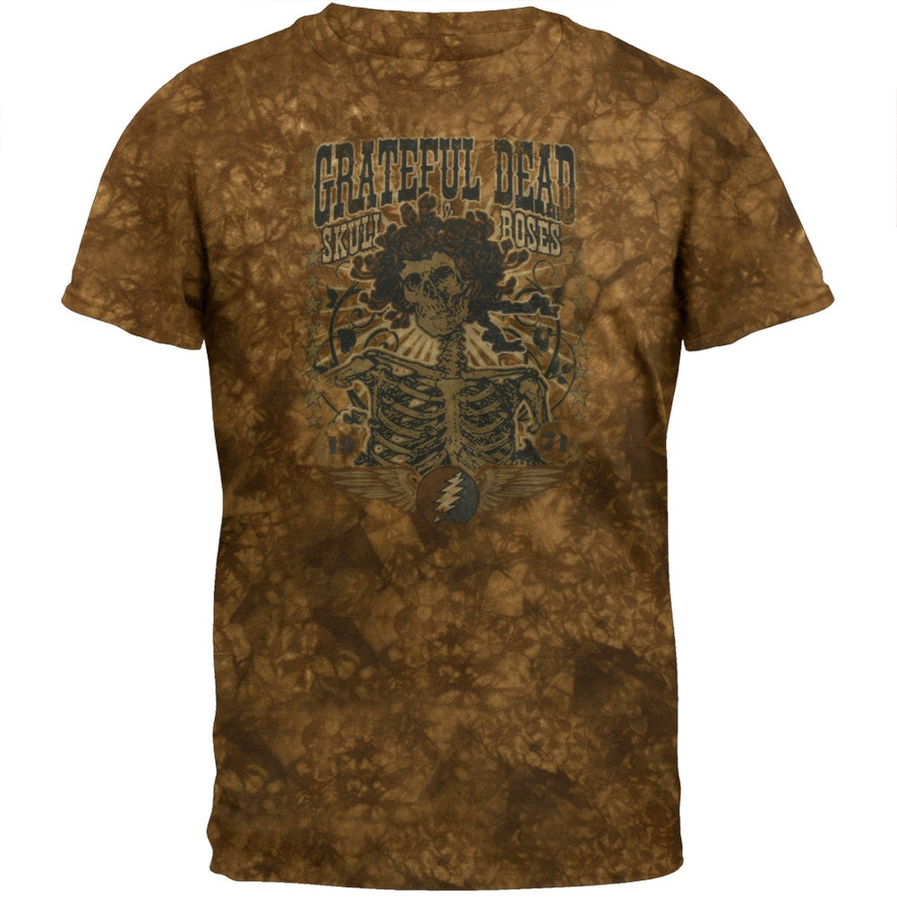 Grateful Dead - 71 Skull & Roses Tie Dye T-Shirt Men's T-Shirts Grateful Dead MD Brown 