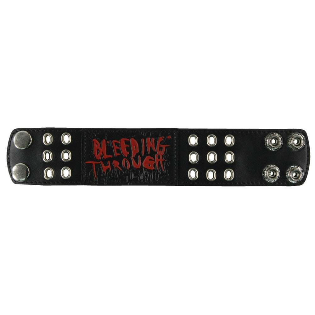 Bleeding Through - Logo Leather Adjustable Wristband Wristbands Bleeding Through SM Black 