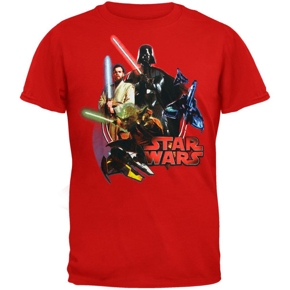 Star Wars - Lightsabers Juvy T-Shirt Juvenile T-Shirts Star Wars Kids 4 Red 