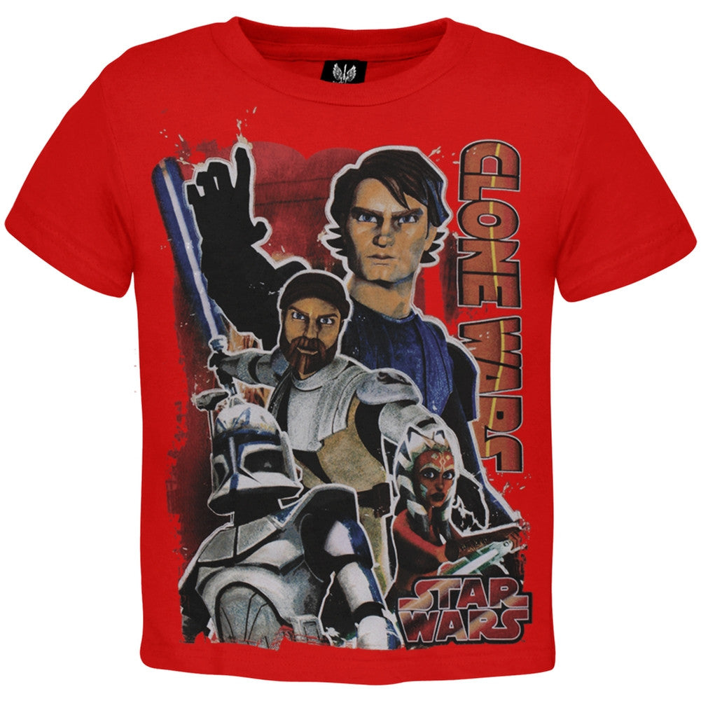 Star Wars - Clone Wars Obi-Wan & Anakin Juvy T-Shirt Juvenile T-Shirts Star Wars: Clone Wars J4/5 Red