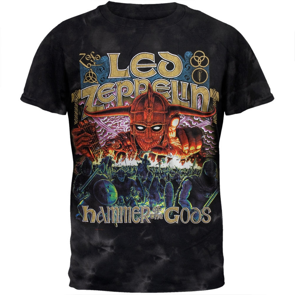 Led Zeppelin - Hammer Of The Gods Tie Dye Adult T-Shirt Men's T-Shirts Led Zeppelin XL Black 