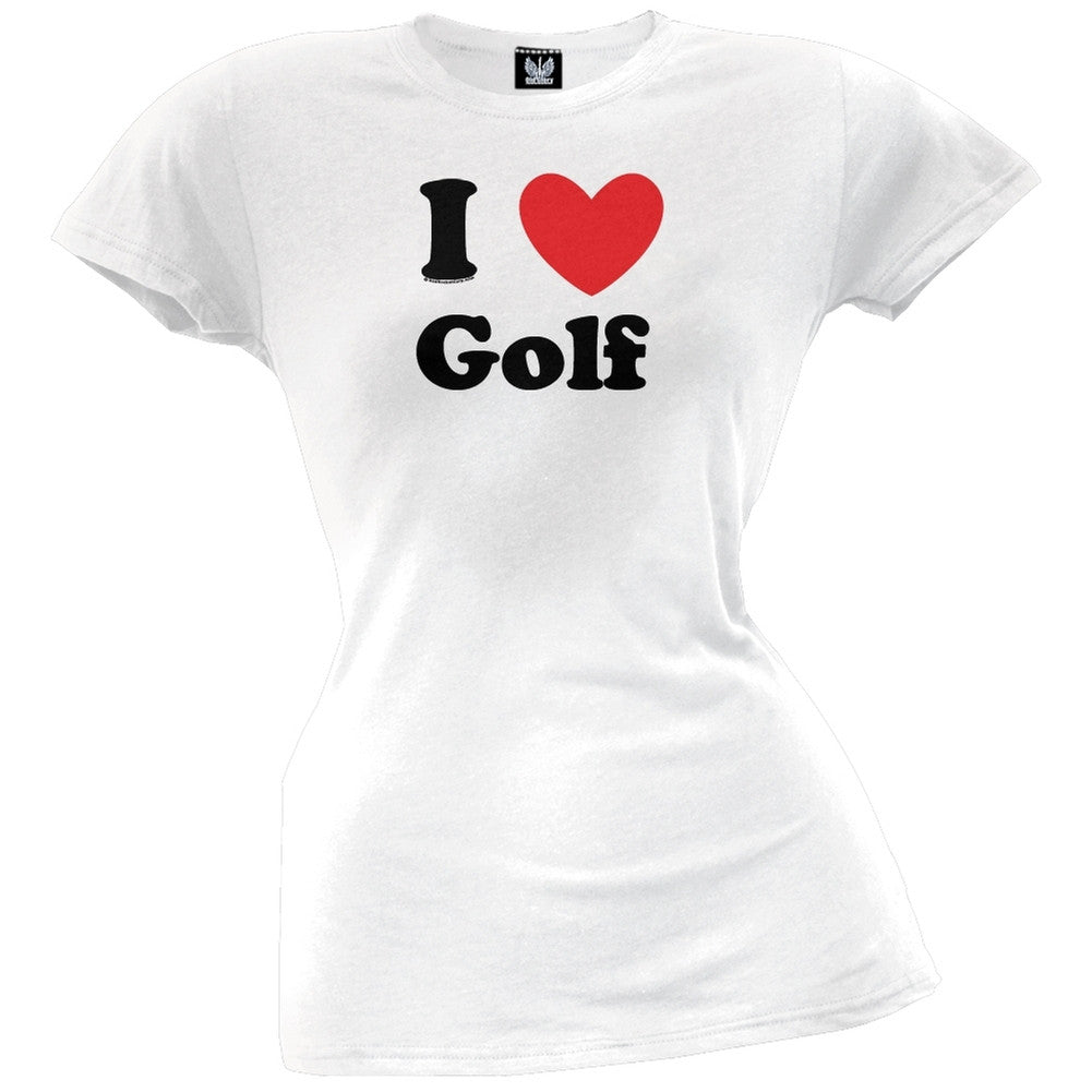 I Heart Golf Juniors T-Shirt Juniors T-Shirts Old Glory LG White 