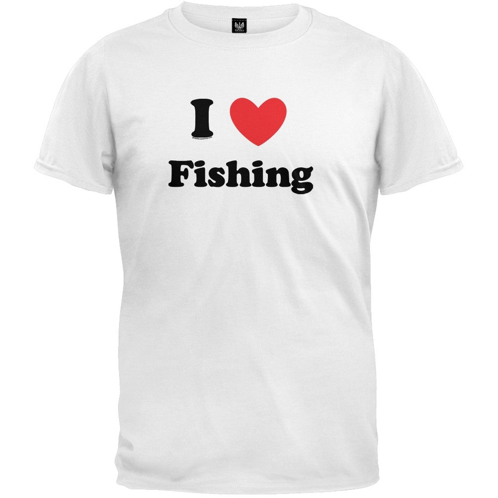 I Heart Fishing T-Shirt Men's T-Shirts Old Glory 2XL White 