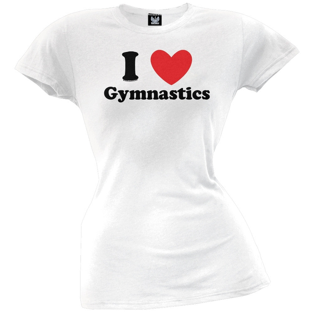 I Heart Gymnastics Juniors T-Shirt Juniors T-Shirts Old Glory LG White 