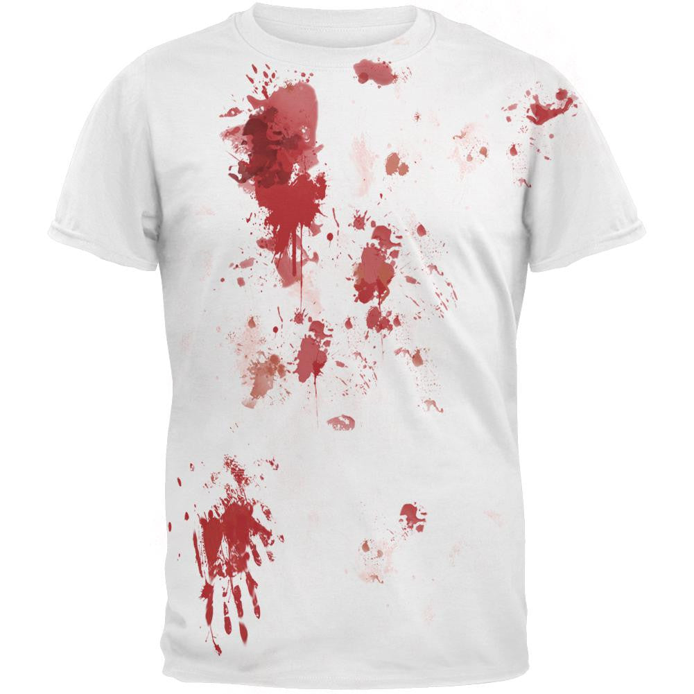 Halloween Blood Splatter T-Shirt Men's T-Shirts Old Glory 2XL White 