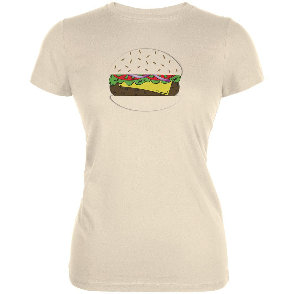 Halloween Cheeseburger Juniors T-Shirt Juniors T-Shirts Old Glory LG Beige 