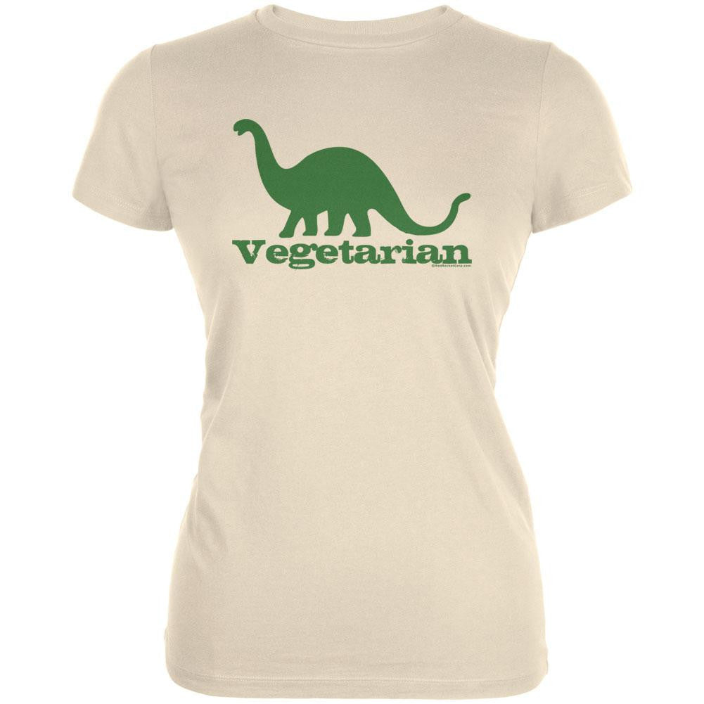 Vegetarian Dino Juniors T-Shirt Juniors T-Shirts Old Glory LG Off-White 