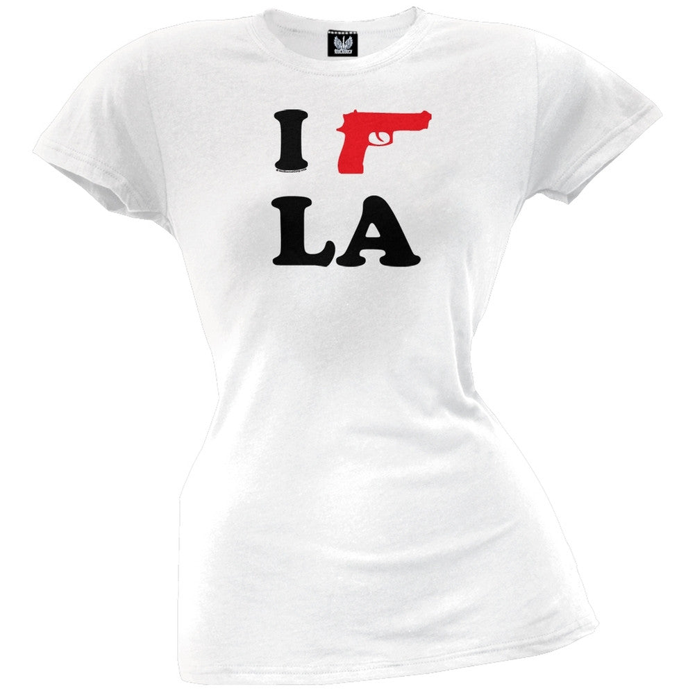 I Gun LA Juniors T-Shirt Juniors T-Shirts Old Glory LG White 