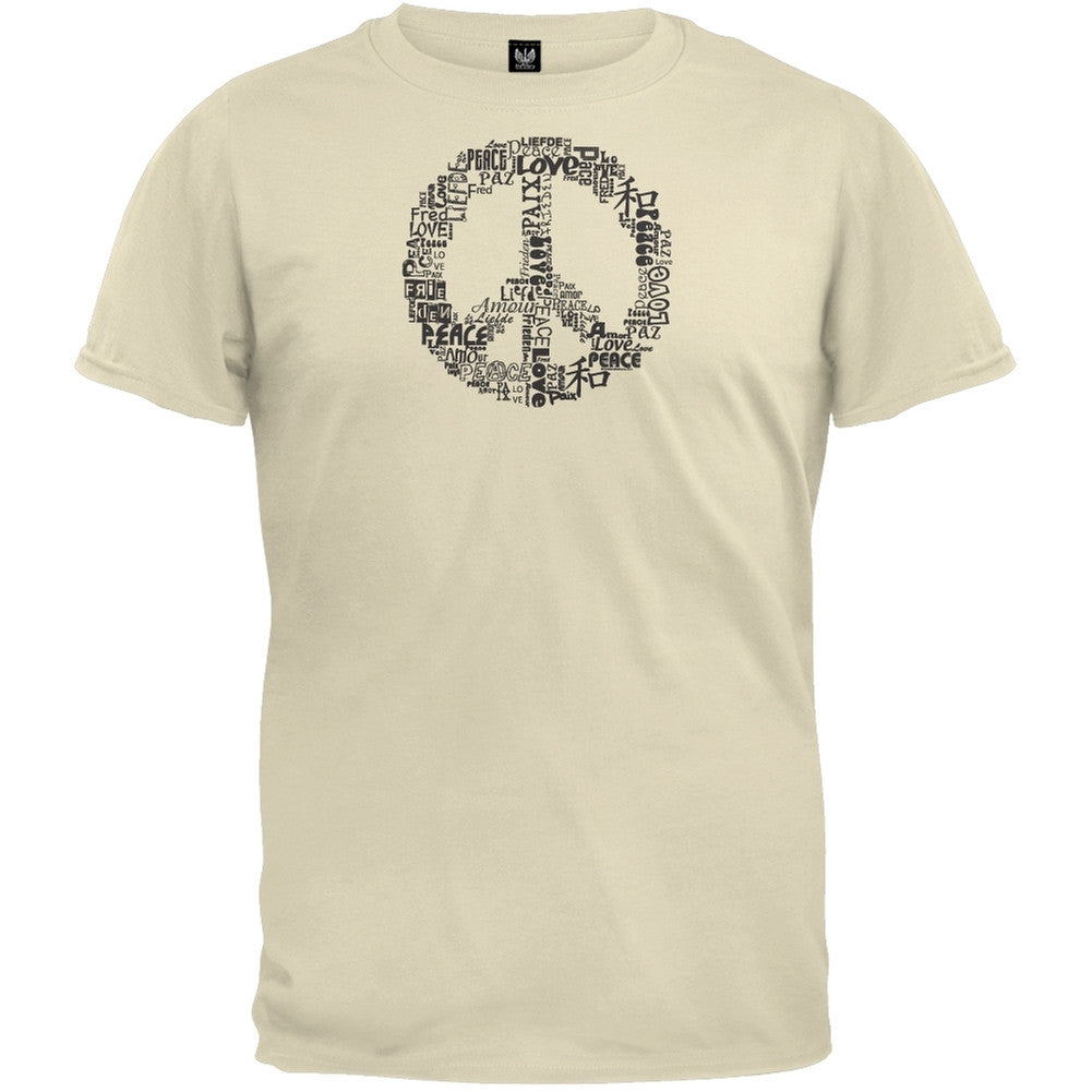 Love and Peace Sign Natural T-Shirt Men's T-Shirts Old Glory 2XL Off-White 