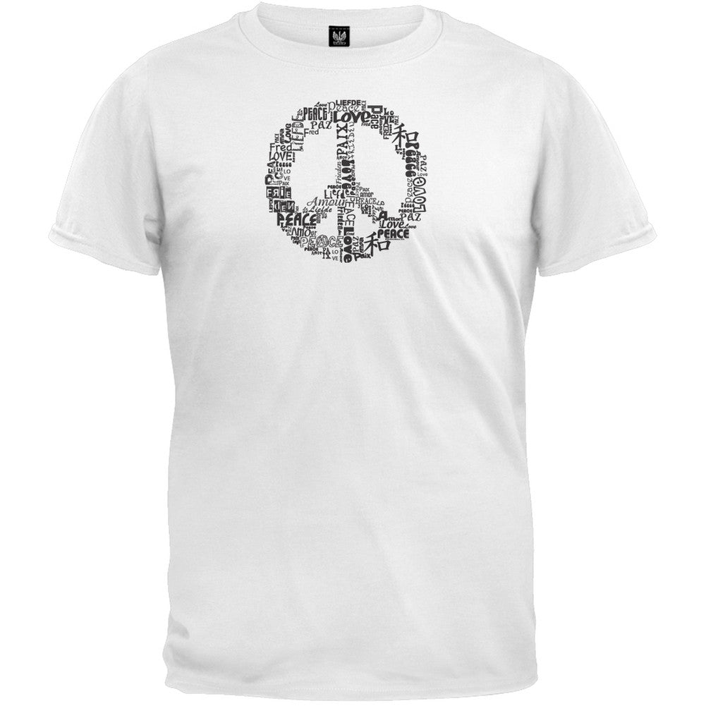 Love and Peace Sign White T-Shirt Men's T-Shirts Old Glory 2XL White 