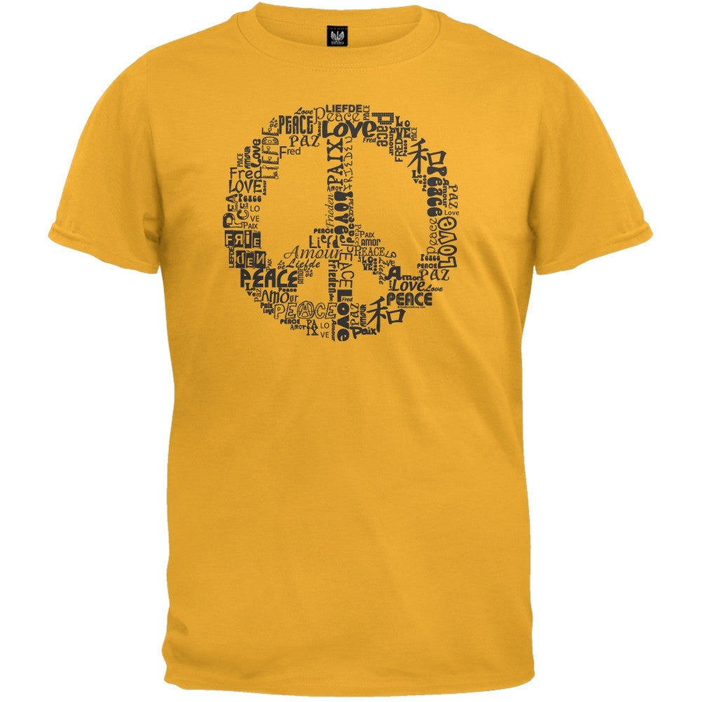 Love and Peace Sign Gold T-Shirt Men's T-Shirts Old Glory 2XL Yellow 