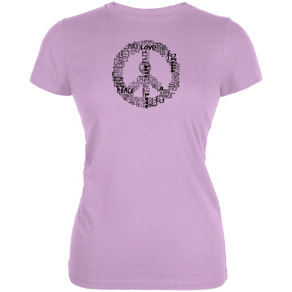 Love and Peace Sign Lilac Juniors T-Shirt Juniors T-Shirts Old Glory LG Purple 