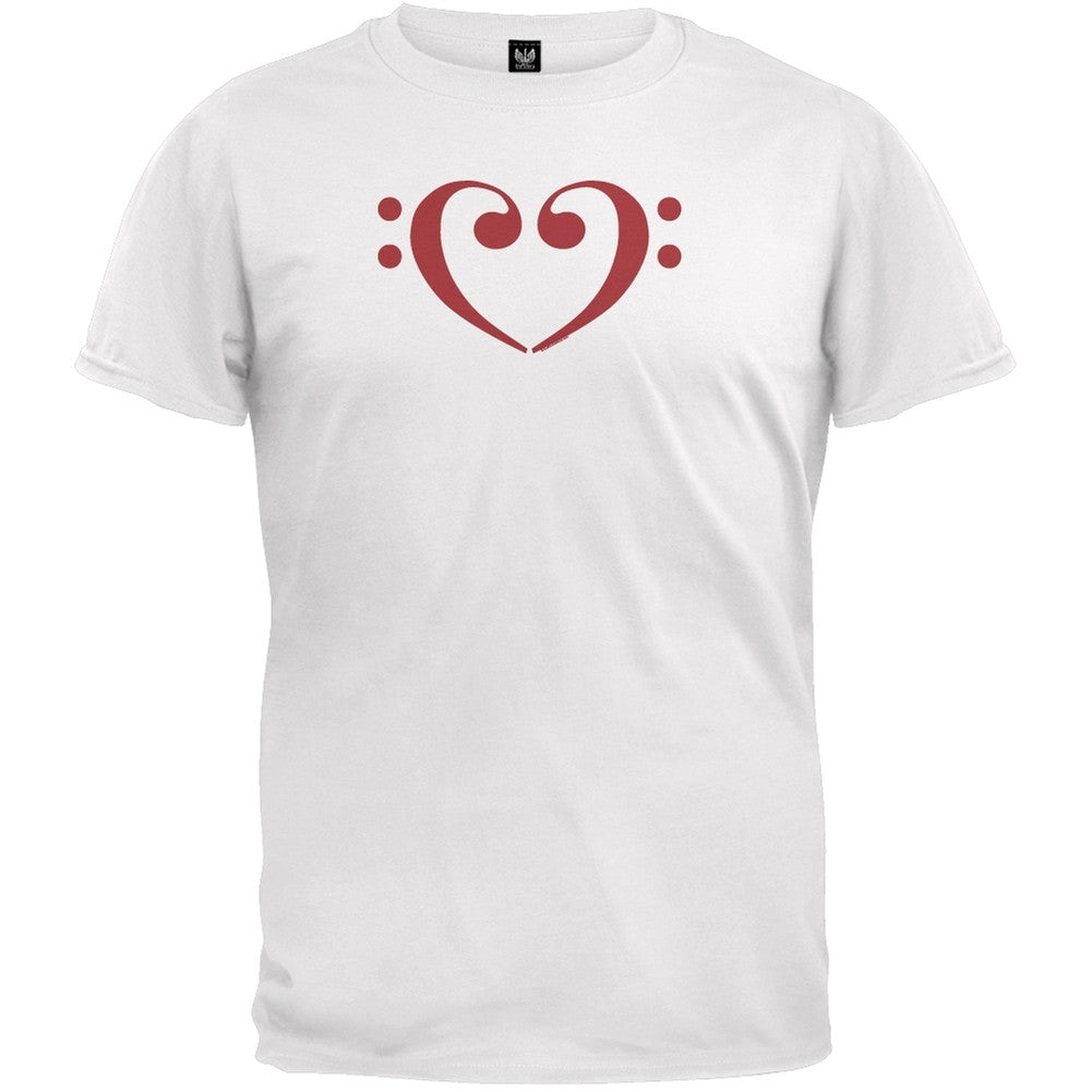 Bass Heart T-Shirt Men's T-Shirts Old Glory 2XL White 