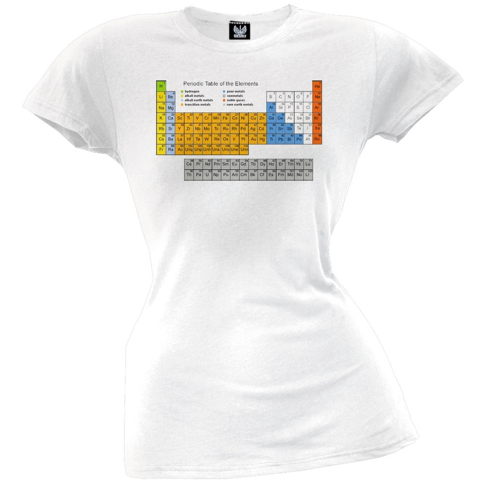 Periodic Table Juniors T-Shirt Juniors T-Shirts Old Glory SM White 