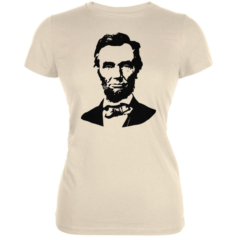 Abraham Lincoln Silhouette Juniors T-Shirt Juniors T-Shirts Old Glory LG Beige 