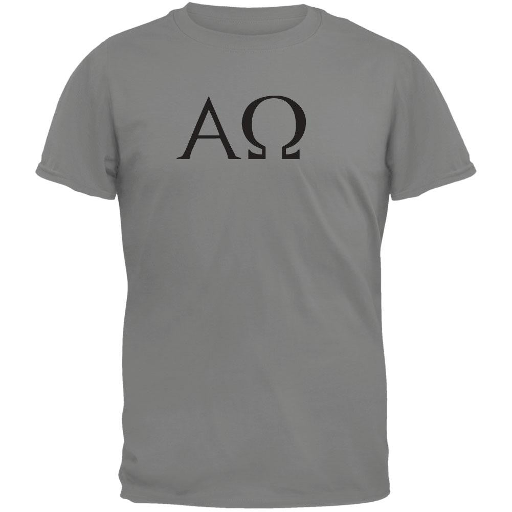 Alpha Omega Gray T-Shirt Men's T-Shirts Old Glory 2XL Grey 