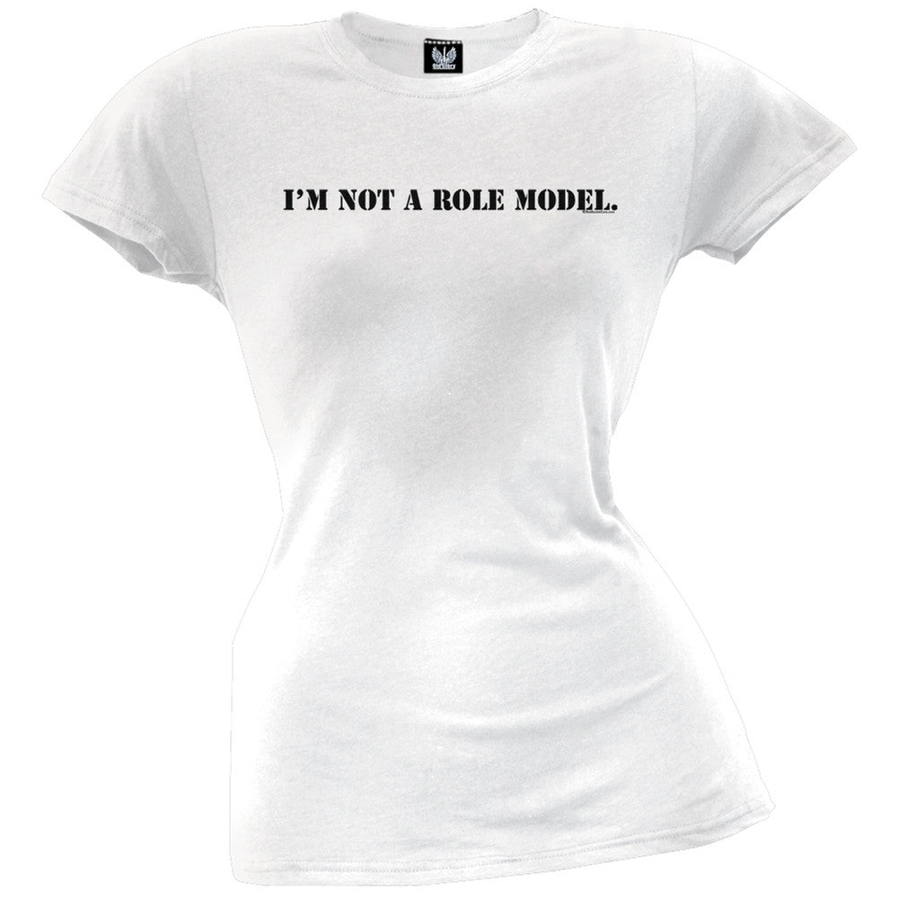 I'm Not A Role Model Juniors T-Shirt Juniors T-Shirts Old Glory LG White 