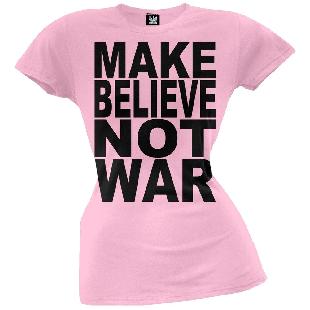 Make Believe Not War Light Pink Juniors T-Shirt Juniors T-Shirts Old Glory 2X Pink 