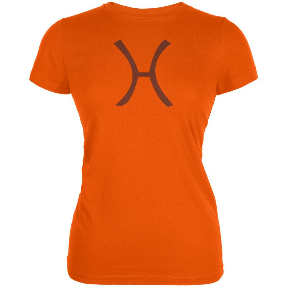 Pisces Symbol Juniors T-Shirt Juniors T-Shirts Old Glory LG Orange 