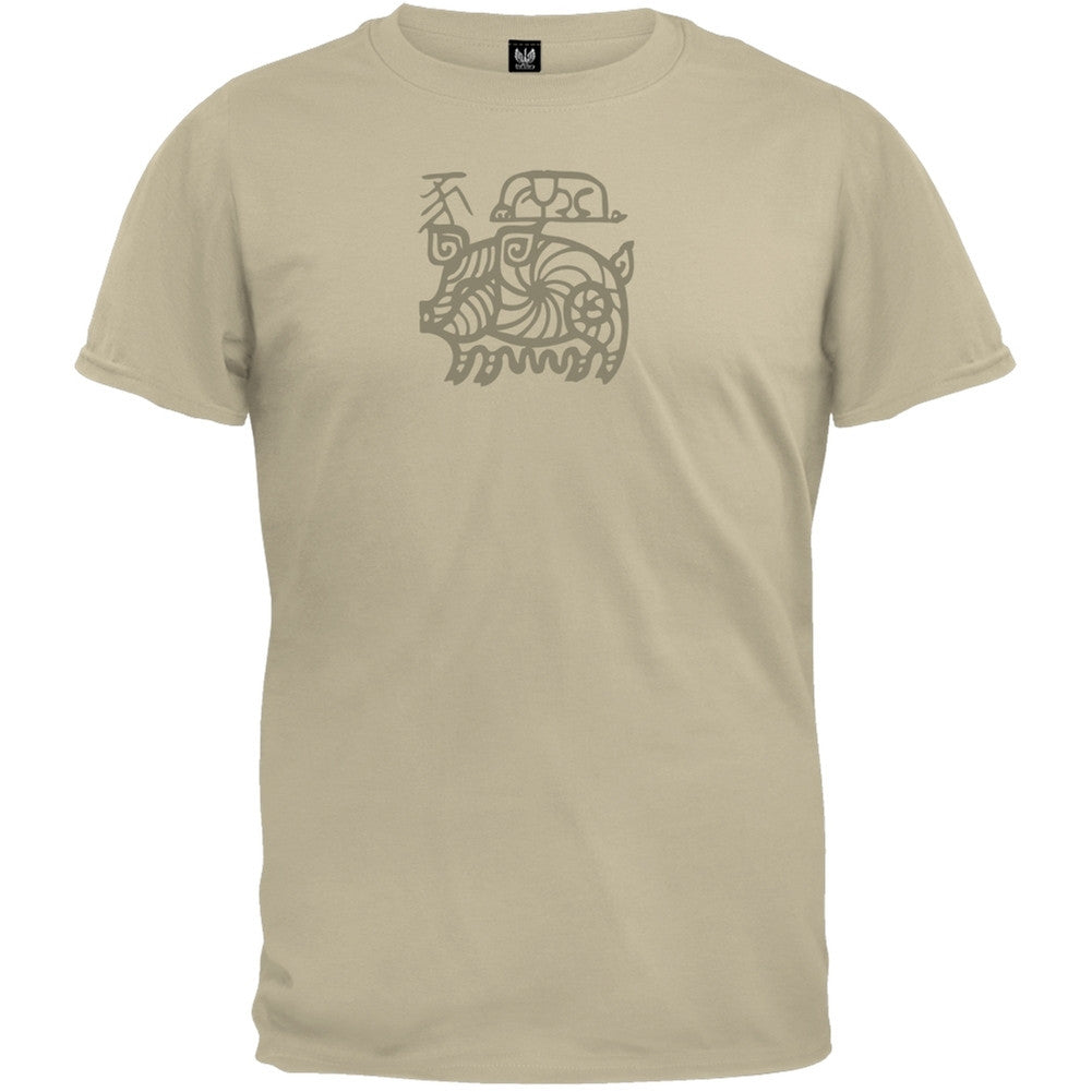 Zodiac Pig T-Shirt Men's T-Shirts Old Glory 2XL Beige 