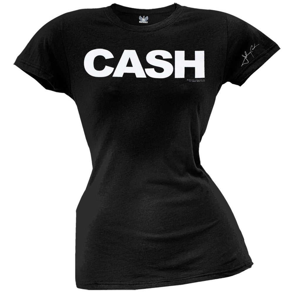 Johnny Cash - Black Juniors T-Shirt Juniors T-Shirts Johnny Cash   