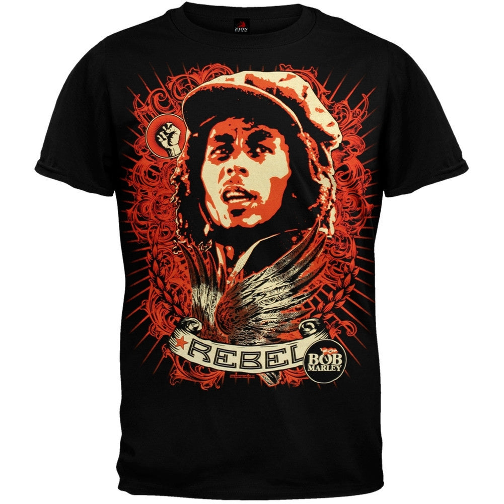 Bob Marley - Rebel Jumbo Soft T-Shirt Men's T-Shirts Bob Marley SM Black 