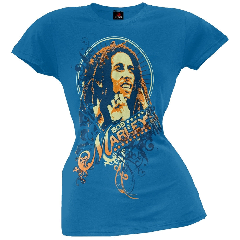 Bob Marley - Soul Almighty Blue Juniors T-Shirt Juniors T-Shirts Bob Marley SM Blue 