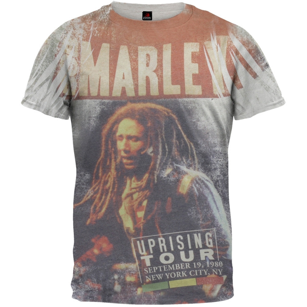 Bob Marley - Uprising Tour All Over Soft T-Shirt Men's T-Shirts Bob Marley SM White 