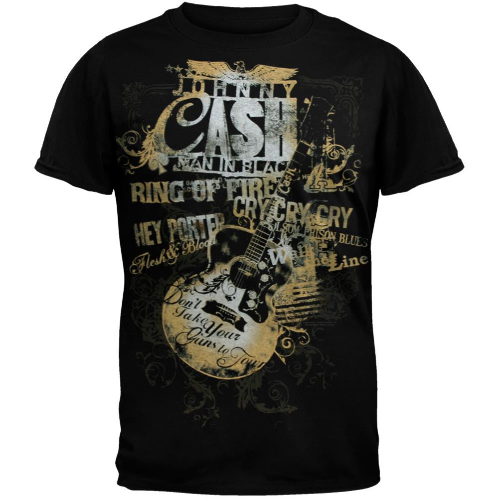 Johnny Cash - Lyrics T-Shirt Men's T-Shirts Johnny Cash LG Black 