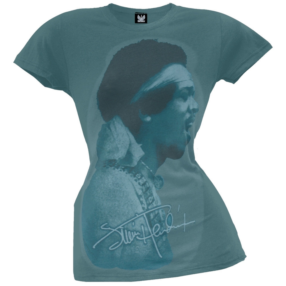 Jimi Hendrix - Profile Juniors T-Shirt Juniors T-Shirts Jimi Hendrix SM Green