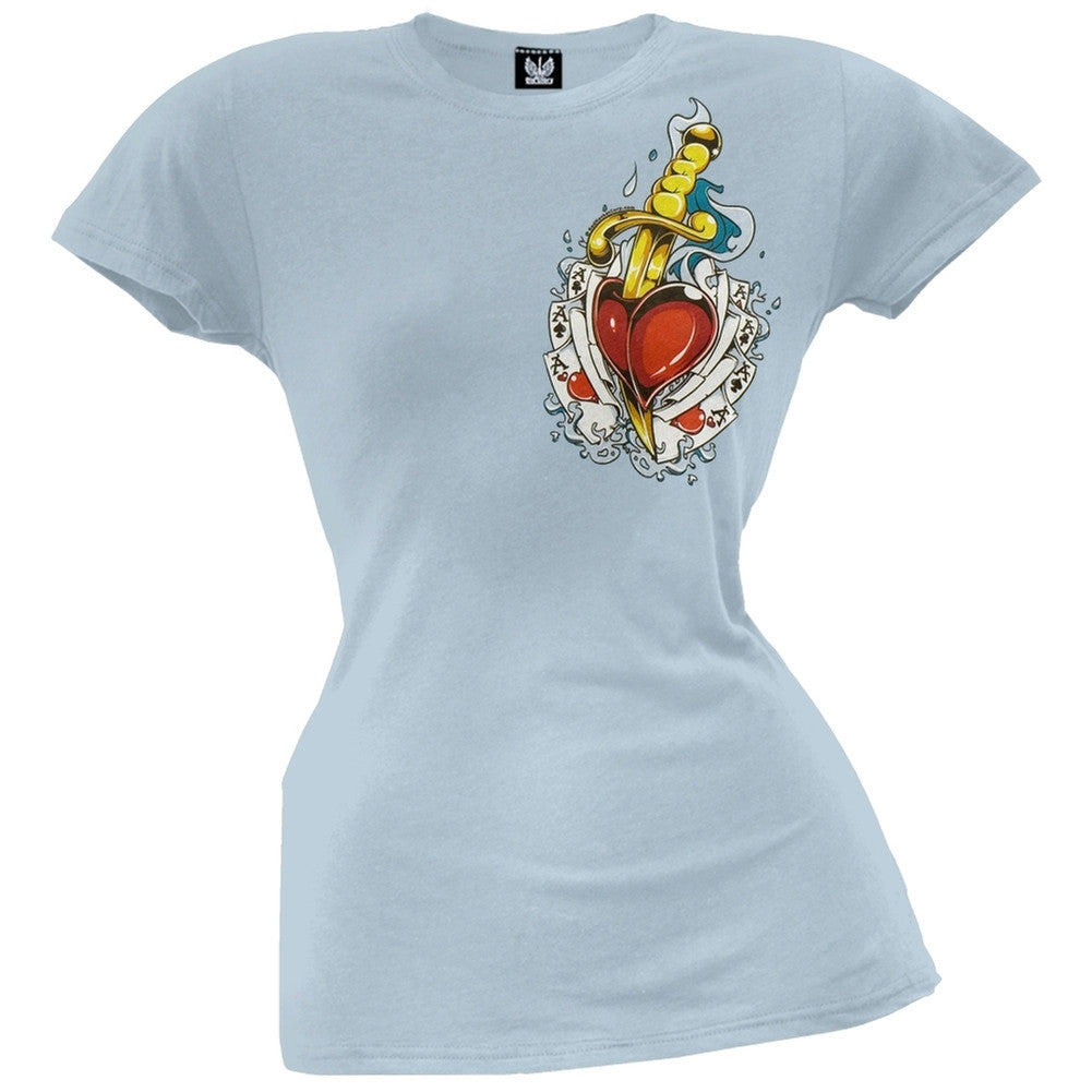 A Wounded Heart Juniors T-Shirt Juniors T-Shirts Old Glory SM Light Blue 