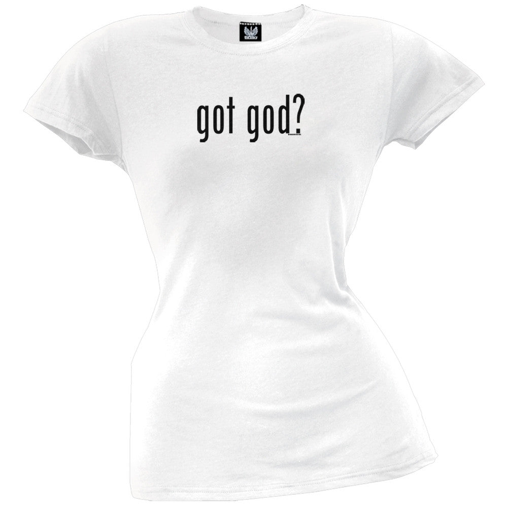 Got God? Juniors T-Shirt Juniors T-Shirts Old Glory LG White 