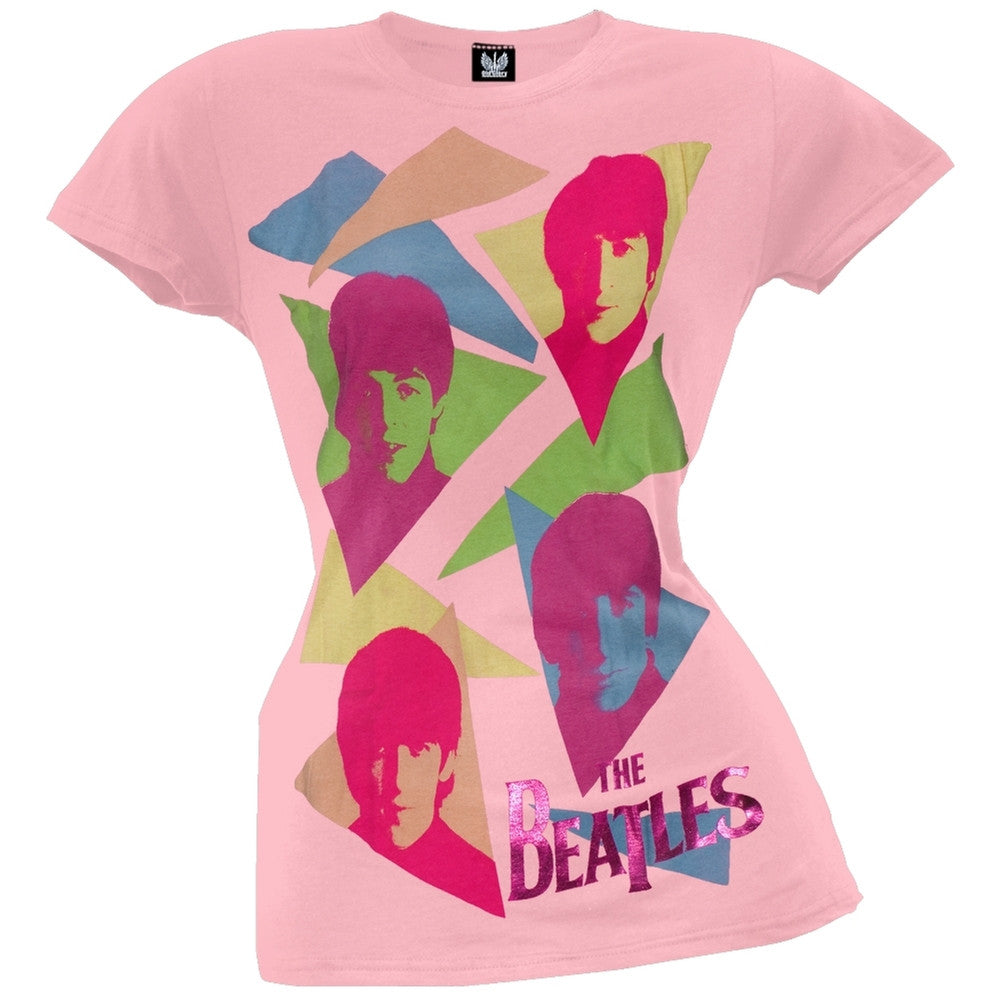 The Beatles - Triangles Juniors T-Shirt Juniors T-Shirts The Beatles LG Light Pink 